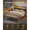 Lova Songmics Lovos rėmas su daiktadėže ir LED apšvietimu, matinės juodos ir vintažinės rudos spalvos, 218,3 × 140,5 × 104,5 cm