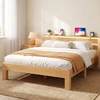 Lova Songmics Lovos rėmas su galvūgaliu ir LED apšvietimu, natūralios spalvos, 221,2 × 144,5 × 78 cm