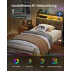 Songmics Lova su daiktų laikymo vieta ir LED apšvietimu, matinė juoda, 218,3 × 90,5 × 104,5 cm