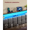 Songmics Lova su daiktų laikymo vieta ir LED apšvietimu, matinė juoda, 218,3 × 90,5 × 104,5 cm