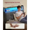 Songmics Lova su daiktų laikymo vieta ir LED apšvietimu, matinė juoda, 218,3 × 90,5 × 104,5 cm