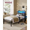 Songmics Lova su daiktų laikymo vieta ir LED apšvietimu, matinė juoda, 218,3 × 90,5 × 104,5 cm