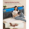 Songmics Lova su galvūgaliu ir LED apšvietimu, matinė juoda ir vintažinė ruda, 218,3 × 160,5 × 104,5 cm