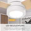 HOMCOM Lubų ventiliatorius su apšvietimu, nuotolinio valdymo pultas, 48 W lubų šviestuvas su ventiliatoriumi, 112 cm tyliai pritemdomas lubų šviestuvas su laikmačiu, 3 greičiai, skirtas svetainei, miegamajam ir valgomajam, baltas
