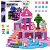Lean Toys Magnetinės konstravimo kaladėlės, kubo formos, rožinės, 100 vnt.
