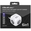 Maitinimo 6v1 prailginimo kubas su apšviestu jungikliu Qoltec 3x AC 2x USB 1x USB-C PD 20W baltas kabelis 2 m