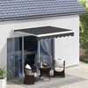 Outsunny markizė su alkūnine svirtimi, 2,5x2 m, elektrinė markizė su rankine alkūne ir nuotolinio valdymo pulteliu, montuojama prie sienos, aliumininė, pilka