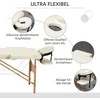 HOMCOM masažinis stalas, sulankstoma masažinė lova, reguliuojamo aukščio masažo gultas, masažo lova su galvos atrama, SPA, salonui, dirbtinė oda, medis, kreminė spalva