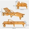 Outsunny sulankstomas medinis sodo gultas su šoniniu staliuku, ratukais, gultas su 4 padėčių reguliuojamu atlošu, kempingo gultas, sodo kėdė, atlaikanti iki 160 kg, sodui ir paplūdimiui, tikmedžio spalvos