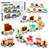Lean Toys Medinis gyvūnų traukinukas su lokomotyvu ir 10 magnetinių vagonų, įvairiaspalvis