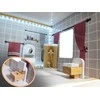 Ikonka MDF medinis lėlių namelis + baldai 78cm juodas LED