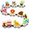 Lean Toys Medinis magnetinis traukinukas su vagonėliais