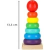 Medinė piramidė su spalvotais žiedais, 13,5 cm