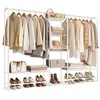 SONGMICS metalinis drabužių stovas 29 x 183 x 158,4 cm su lentynomis, matinis baltas