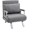 Fotelis HOMCOM Sofa-lova su porankiu 65x69x80 cm, "3-in-1" sofa-lova, lova svečiams, šezlongas, į liną panašus poliesteris, pilka