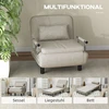 HOMCOM 3-in-1 išlankstomas fotelis, miegamoji sofa su lovos funkcija, sulankstomas fotelis su 3 padėtimis reguliuojamu atlošu, ratukais, plieniniu rėmu, 120 kg apkrova, svetainei, pilkas