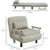 HOMCOM 3-in-1 išlankstomas fotelis, miegamoji sofa su lovos funkcija, sulankstomas fotelis su 3 padėtimis reguliuojamu atlošu, ratukais, plieniniu rėmu, 120 kg apkrova, svetainei, pilkas