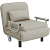 HOMCOM 3-in-1 išlankstomas fotelis, miegamoji sofa su lovos funkcija, sulankstomas fotelis su 3 padėtimis reguliuojamu atlošu, ratukais, plieniniu rėmu, 120 kg apkrova, svetainei, pilkas