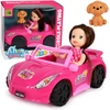 Lean Toys Mini lėlė su kabrioletu rožinė