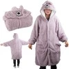 Minkštas ir šiltas oversize pledas su gobtuvu, violetinis
