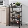 ModernHome metalinė mobilioji lentyna su 4 lygiais ir ratukais – juoda