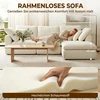 Modulinė kampinė sofa su perstatomu pufu, kreminė balta, 254 × 163 × 79 cm