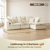 Modulinė kampinė sofa su perstatomu pufu, kreminė balta, 254 × 163 × 79 cm