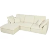Modulinė kampinė sofa su perstatomu pufu, kreminė balta, 254 × 163 × 79 cm