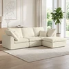 Modulinė kampinė sofa su perstatomu pufu, kreminė balta, 254 × 163 × 79 cm