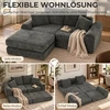 Modulinė sofa-lova su šeniliniu apmušalu, tamsiai pilka, 204 × 179 × 65 cm