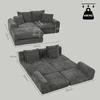 Modulinė sofa-lova su šeniliniu apmušalu, tamsiai pilka, 204 × 179 × 65 cm