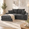 Modulinė sofa-lova su šeniliniu apmušalu, tamsiai pilka, 204 × 179 × 65 cm