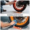 HOMCOM motociklo ratų remonto stovas, ratų sukimo įrankis, oranžinis, iki 180 mm pločio padangoms
