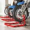 HOMCOM Motociklo Stovas Rinkinys Priekinis/Galinis Montavimo Stovas Motociklo Kėlimo Stovas iki 544 kg Motociklo Galinio Rato Stovas Plienas Raudonas