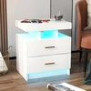 Naktinis staliukas su LED apšvietimu ir 2 stalčiais, juoda/balta, 50 x 40 x 58 cm