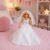 Lean Toys Nuotakos lėlė su vestuvine suknele ir aksesuarais, balta, 30 cm