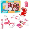 Lean Toys Odontologo rinkinys su vibruojančiu dantų šepetėliu ir atidaromu žandikaulio modeliu, baltas ir rožinis, 15 dalių