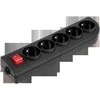 Elgotech Prailginimo laido lizdas x 5 su įžeminimu ir jungikliu, juodas GN-50W-2