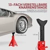 HOMCOM Atraminiai stovai automobiliui, 2 vnt., 6 tonų keliamoji galia, su 2 saugos kaiščiais, 13 padėčių reguliuojamas aukštis nuo 375 mm iki 592 mm, skirti dirbtuvėms/garažui, raudoni