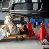HOMCOM Atraminiai stovai automobiliui, 2 vnt., 6 tonų keliamoji galia, su 2 saugos kaiščiais, 13 padėčių reguliuojamas aukštis nuo 375 mm iki 592 mm, skirti dirbtuvėms/garažui, raudoni