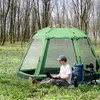 Outsunny Šeimos kupolinė palapinė 6 asmenims, PU2000mm, lengva statyti, plienas ir stiklo pluoštas, žalia