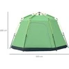 Outsunny Šeimos kupolinė palapinė 6 asmenims, PU2000mm, lengva statyti, plienas ir stiklo pluoštas, žalia