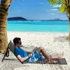 „Outsunny“, 2 vnt. paplūdimio kilimėlių rinkinys, sulankstomas paplūdimio gultas, reguliuojamas saulės gultas, paplūdimio čiužinys su nešiojimo krepšiu, žurnalų kišenė, plienas, Oksfordo audinys