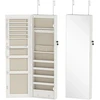 Papuošalų spinta su viso ūgio veidrodžiu ir LED apšvietimu, balta, 37 × 120 × 10 cm