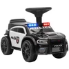 Paspiriama mašinėlė policijos dizaino su šviesa ir muzika, juoda, 65 × 29,5 × 36 cm