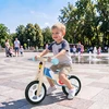 Paspiriamas dviratukas su reguliuojamo aukščio sėdyne ir EVA ratais, natūralios medienos, 77 × 37 × 51 cm