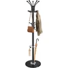 Songmics Pastatoma kabykla su skėčių stovu ir 18 kabliukų, juoda, 38 x 38 x 178 cm
