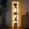 Pastatomas LED šviestuvas su 4 lentynomis, baltas, 29 × 29 × 163 cm
