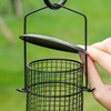 PawHut paukščių lesyklos stovas, vandens girdykla, lesyklėlė, pilnas paukščių lesyklos stulpas su 4 kabliukais, plieno, juodas, aukštis 208 cm