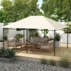 "Outsunny" pakaitinis sodo paviljono stogas 3,97x2,97 m UV apsauga, vandeniui atsparus paviljono stogas, kremas